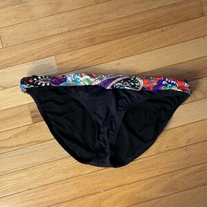 Kenneth Cole black with multi color waist bathing suit bottom in size large